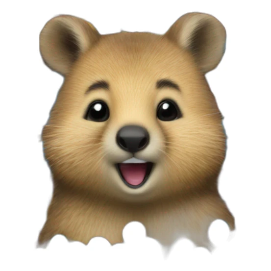 a cute quokka eating a large blue M&M sticker