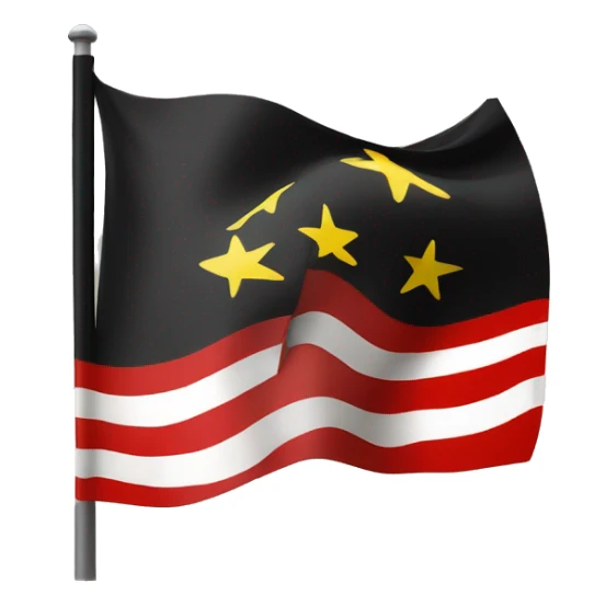 flag with black top and red bottom then yellow circle in the centre sticker