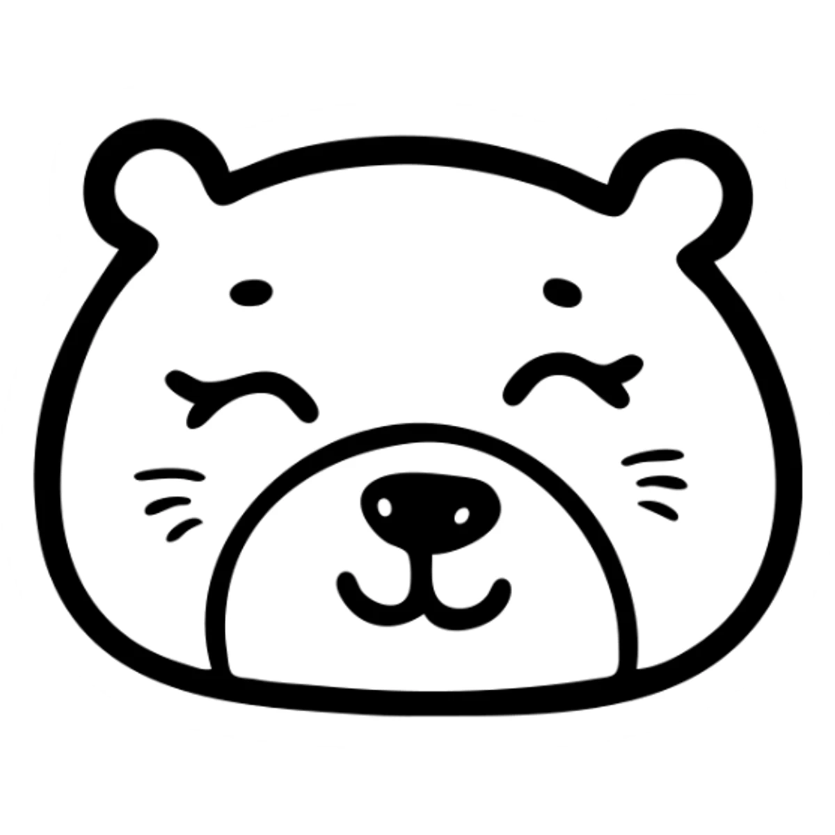Bear, simple bear face with cute details, animal icon sticker