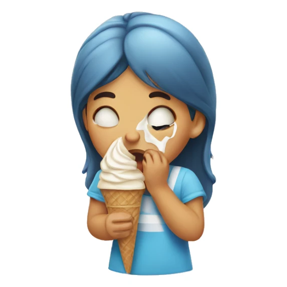 girl crying eating ice cream sticker