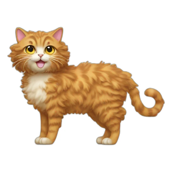 Curly Cat standing from the side and curly fur sticker