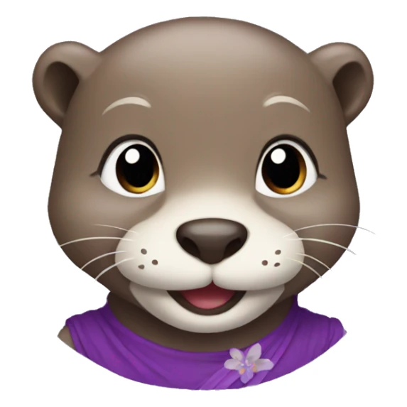 Smiling Otter with a purple dress sticker