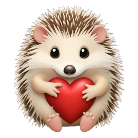 the hedgehog holds the heart sticker