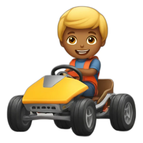 A little boy with an kart sticker