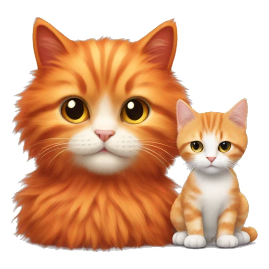 Orange fluffy cat and red hair baby sticker