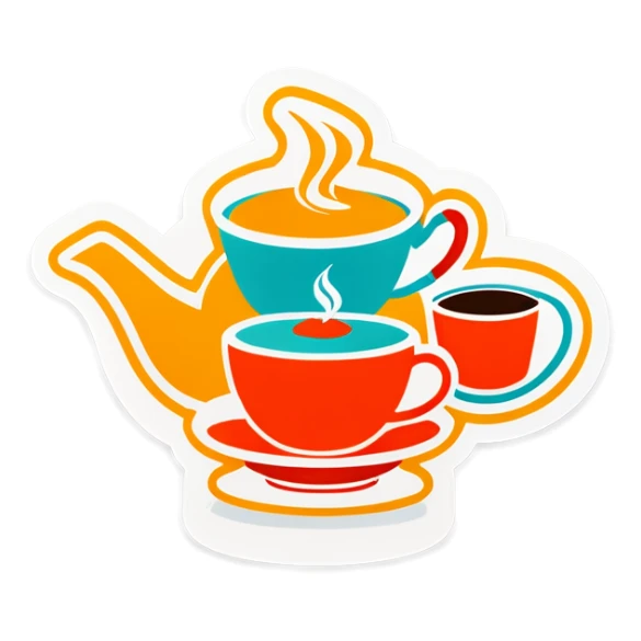 tea party in a coffee shop  sticker
