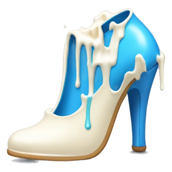 blue high heel pump with white cream dripping drown off of it sticker