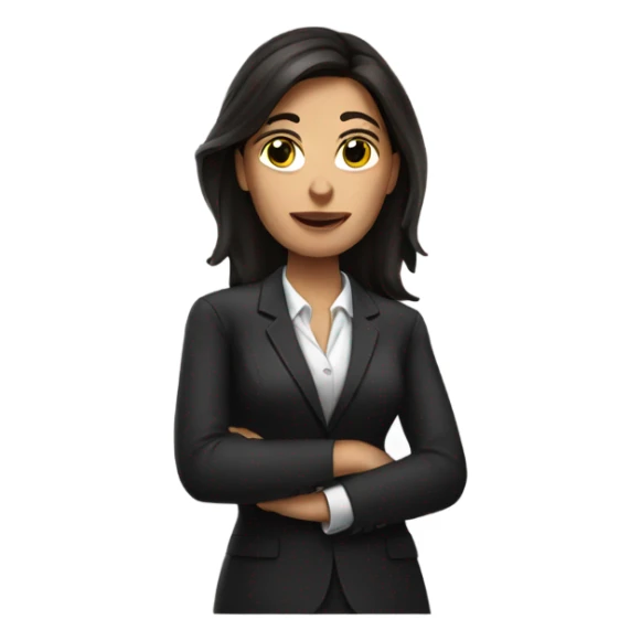 female brunette lawyer with a black cat sticker