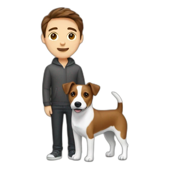 Man with brown hair with jack russell terrier sticker