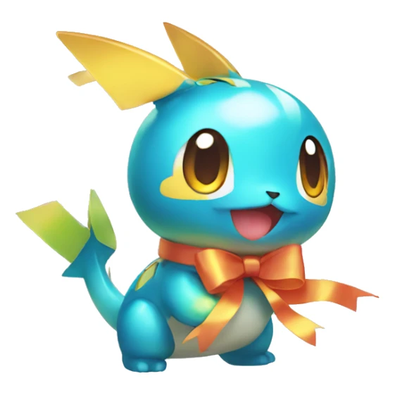 Shiny colorful Pokémon with ribbons sticker