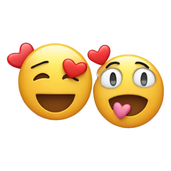 exhausted emoji and smiling emoji with 3 hearts combined sticker
