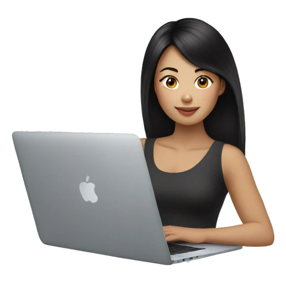 black-hair-asian-girls-with-MacBook sticker