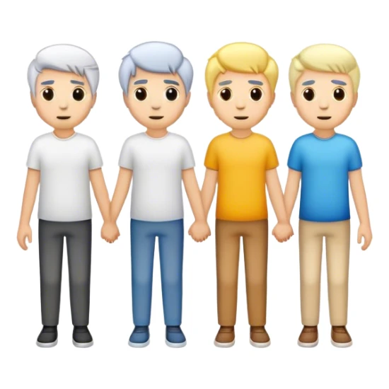 Three men holding hands, all white with different hair colors  sticker