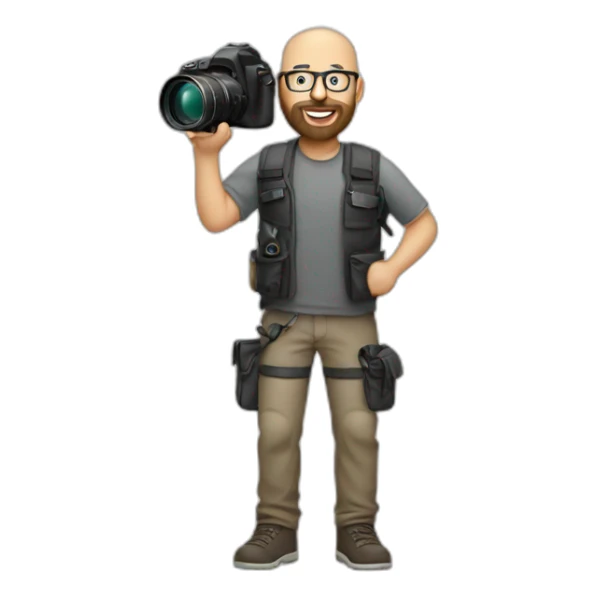 Bald guy photographer with beard. Full body sticker