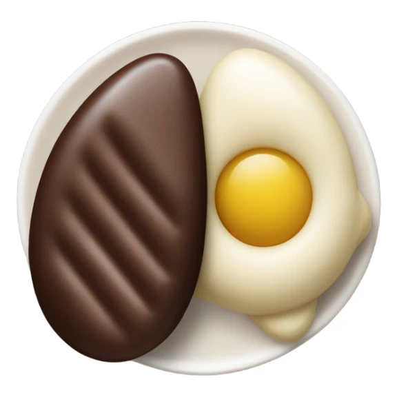 a chocolate quenelle and a larger vanilla quenelle on a plateemoji sticker