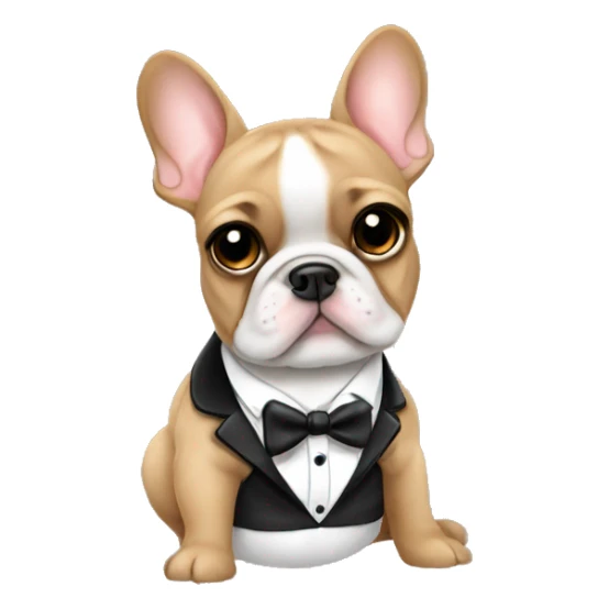 Fawn frenchie wearing a tuxedo sticker