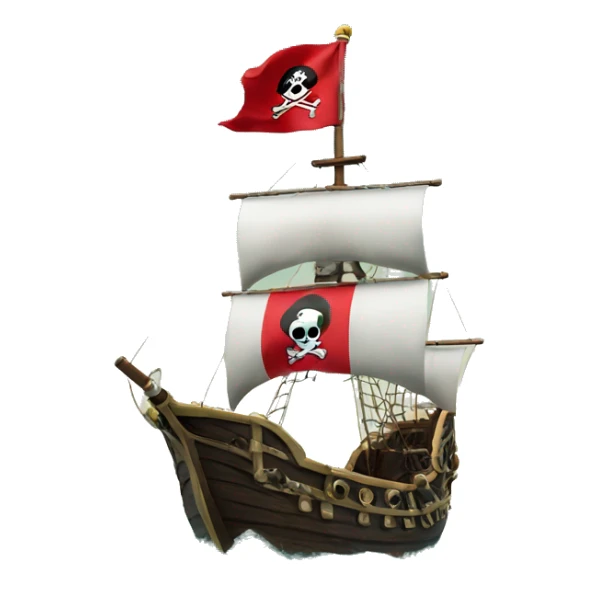 Pirate ship floating in water with the portuguese flag sticker