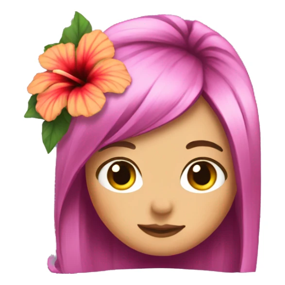 cute hibiscus in hair girl emoji sticker