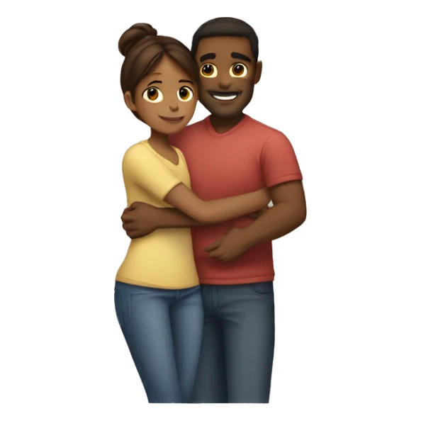 short brownskinned girl hugging tall brownskinned guy sticker