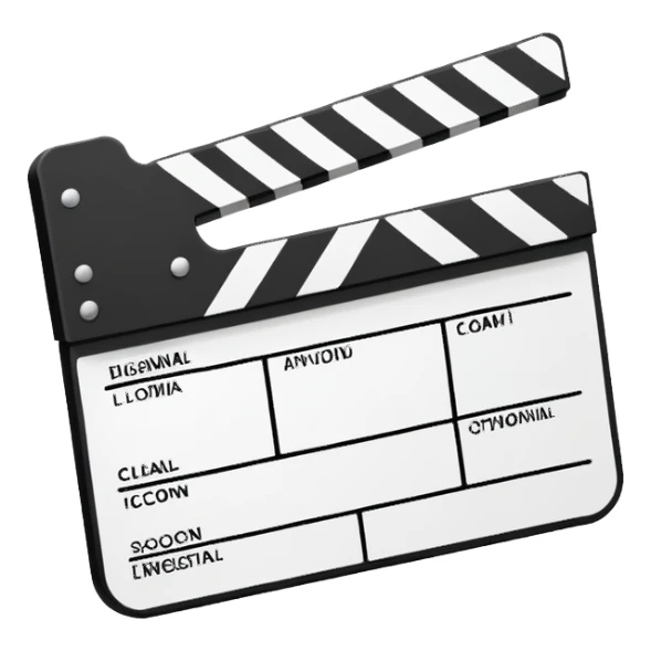 diagonal view of clapperboard outline, ultra simple black outlines only sticker