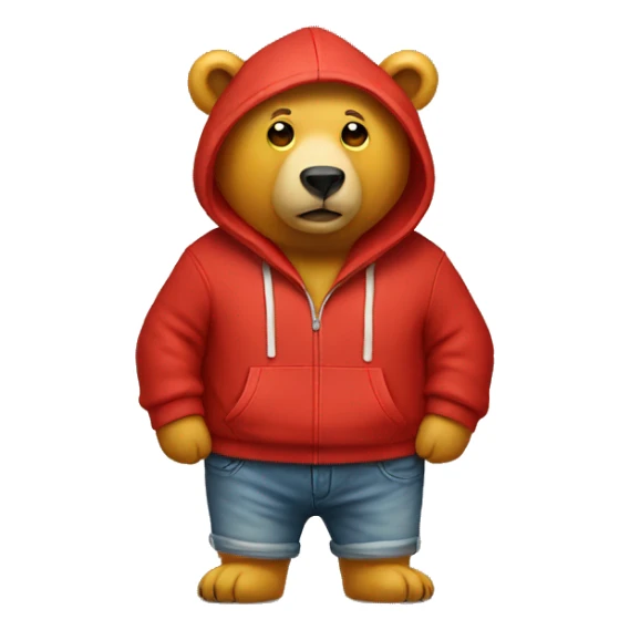Yellow bear wearing red hoodie no pants sticker