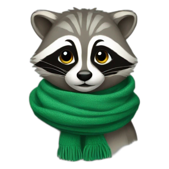Raccoon in a green scarf sticker