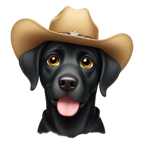 Black labrador wearing cowboy hat sticker