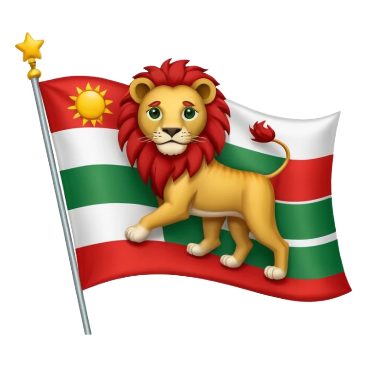 A flag with Lion & sun & green , withe & red color in the background of flag sticker