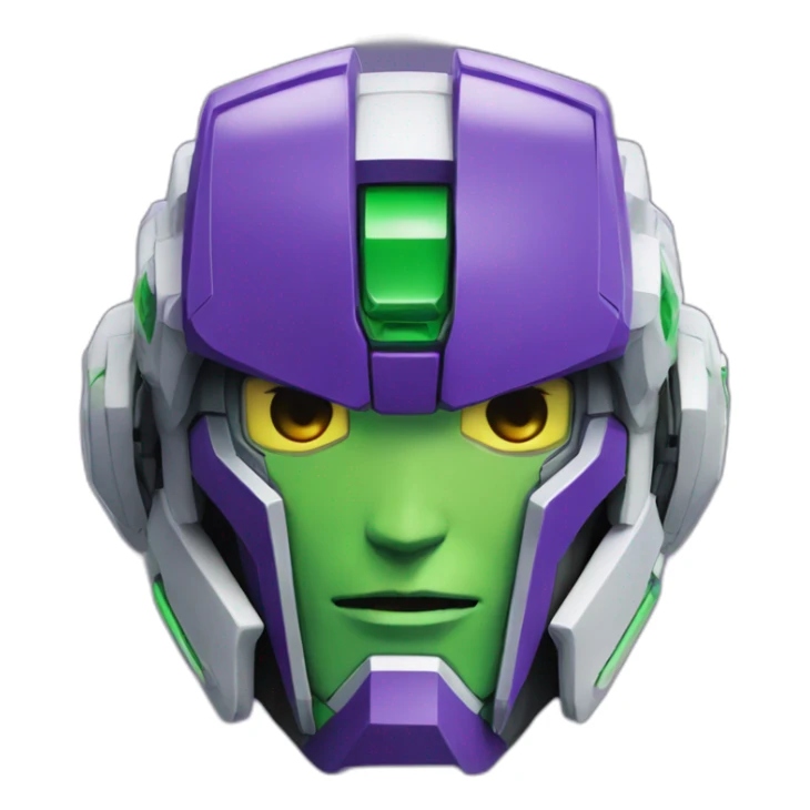 purple and green gundam mecha face sticker