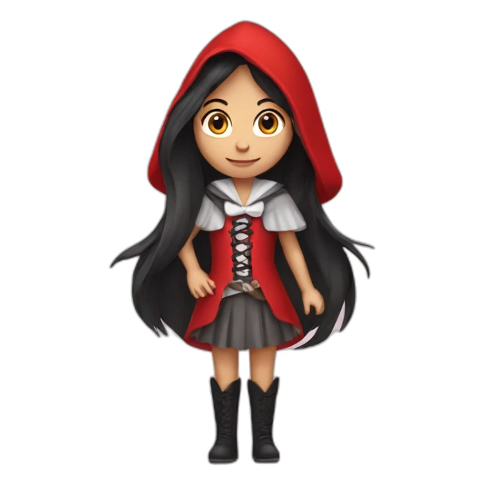 red-ridding-hood-girl-with-long-black-strait-hair-with-white-break sticker