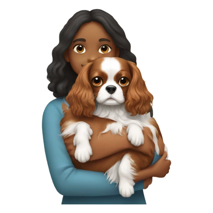 King Charles cavalier being held by a girl sticker