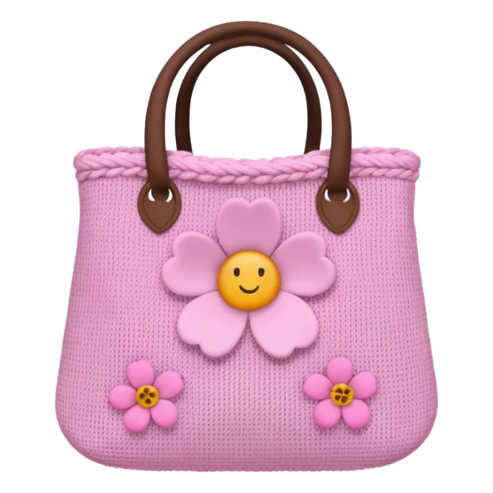 knitted bag pink flowers sticker