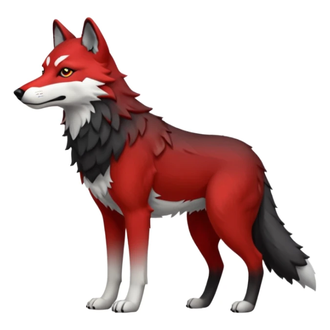 Full body red and black wolf with white accents  sticker