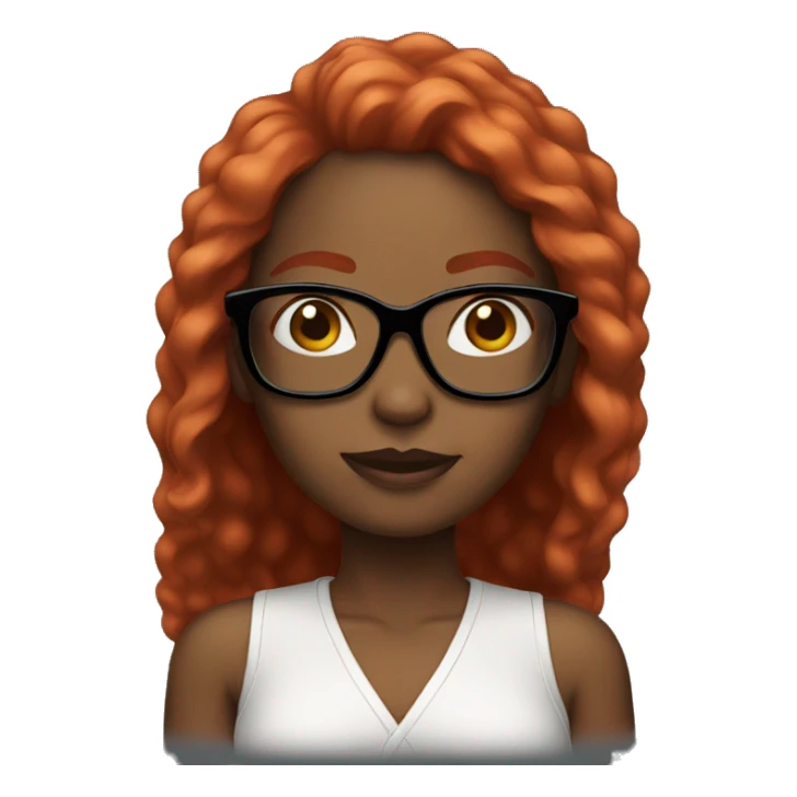 Black woman red hair black glasses sticker
