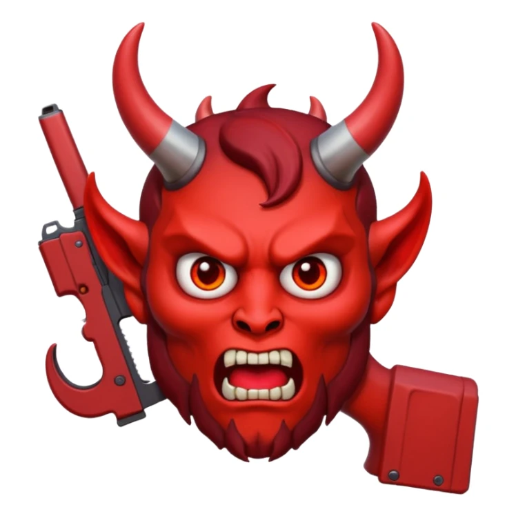 Emoji de cara de demonio agarrando una glock 18 sticker