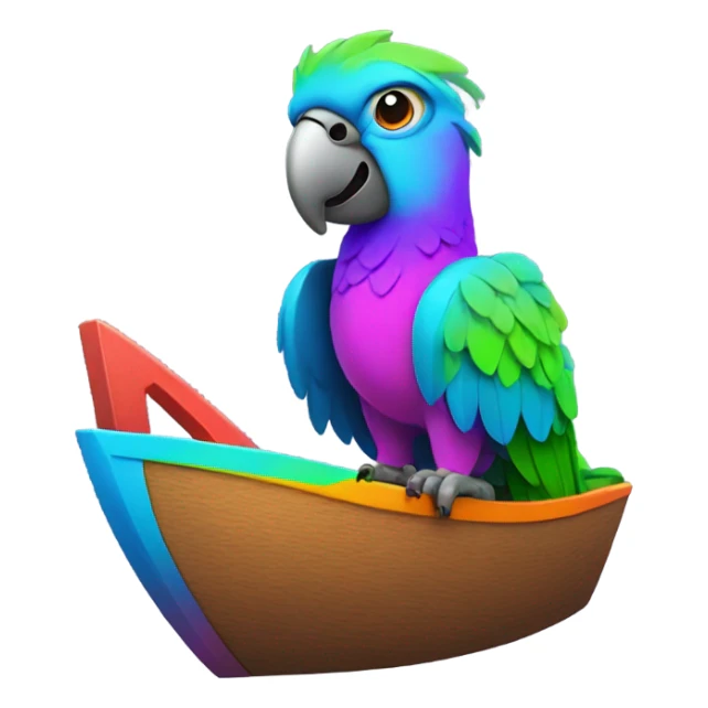 Parrot on a boat with neon colors sticker