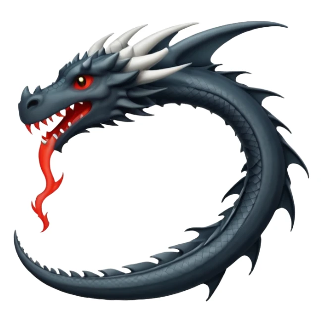 iOS style emoji, minimal dragon fang, dark fantasy object sticker