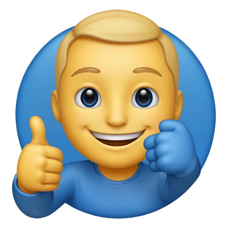 a blue emoji holding up a thumbs up gesture sticker