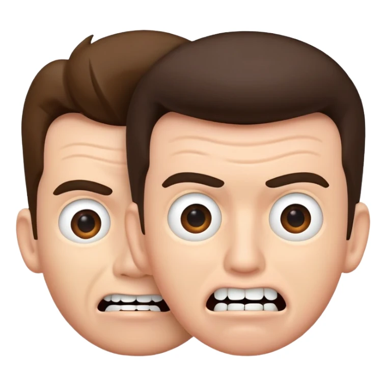 2 Rick Astley heads with kinda worried faces but their upper teeth are sticking out and their faces  sticker