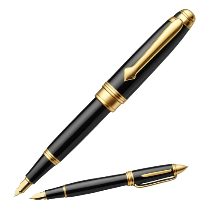 3D perspective academic premium golden luxury black Fountain Pe sticker