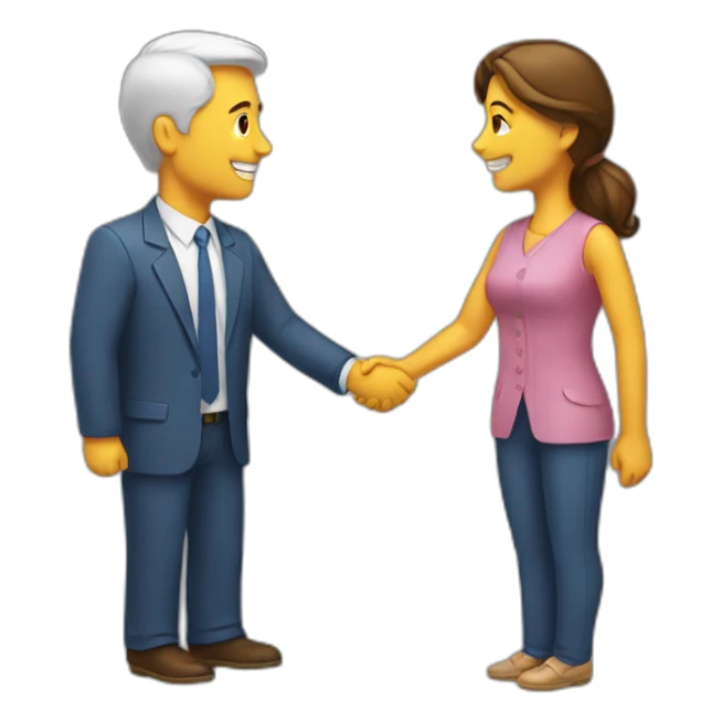 man and woman shaking hands sticker