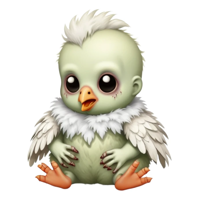 baby zombie on a tiny white chicken sticker
