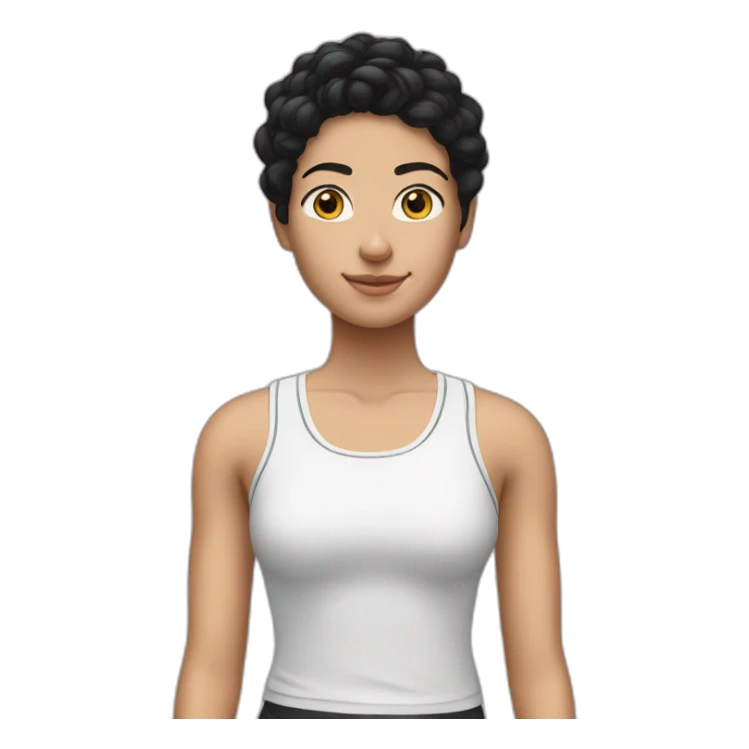 Black hair white Tunisian in adidas tank top sticker