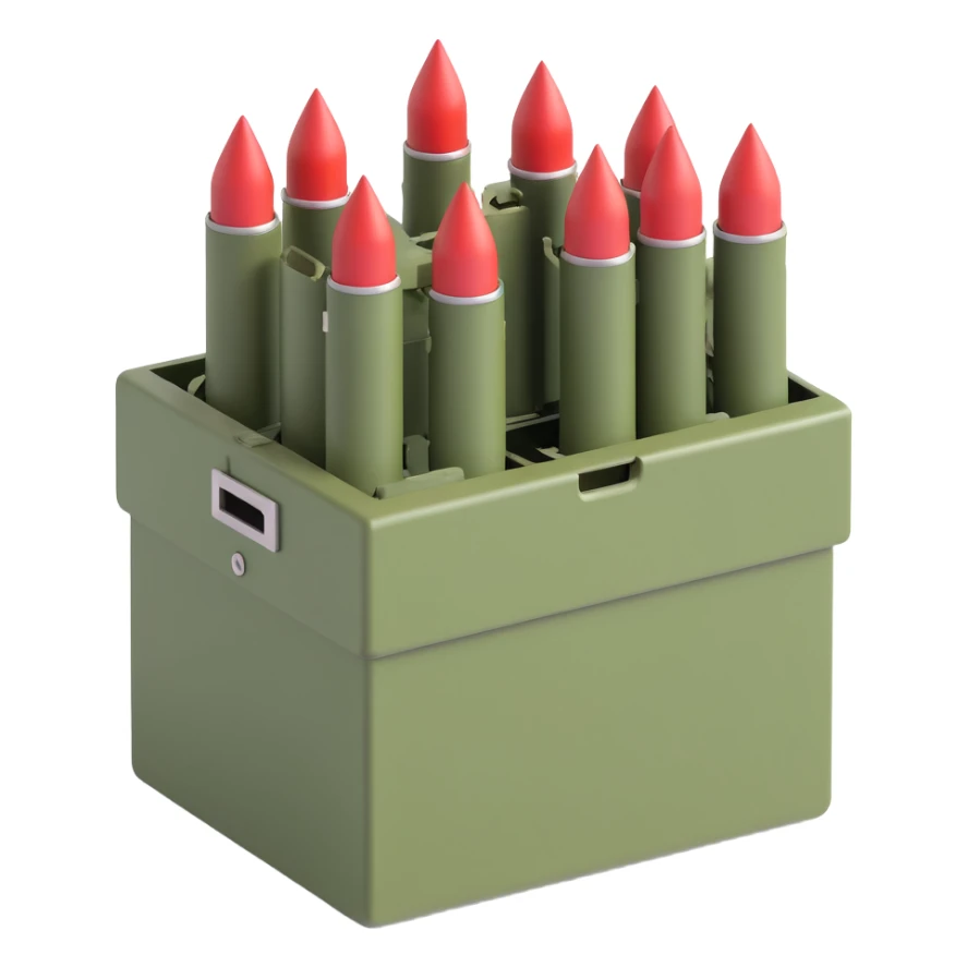 A military box filled with combat missiles sticker