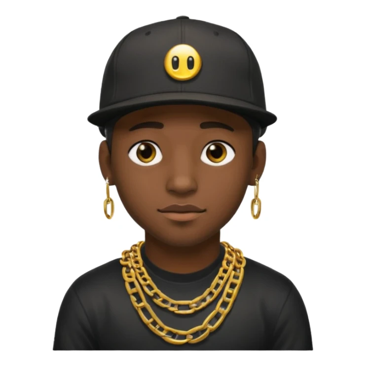 black guy with golden chains fleshtunnels and a snapback cap sticker
