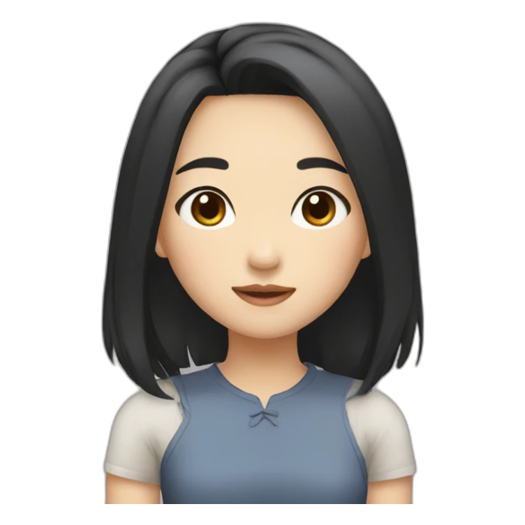 cute Asian girl with black hair and brown eyes sticker