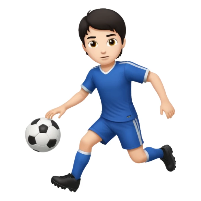 Dark hair boy playing football sticker