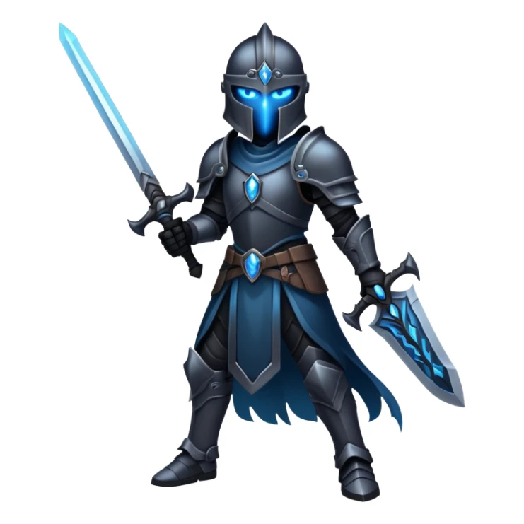 Shadow Soldier from Solo Leveling, dark shadow warrior with glowing blue eyes sticker
