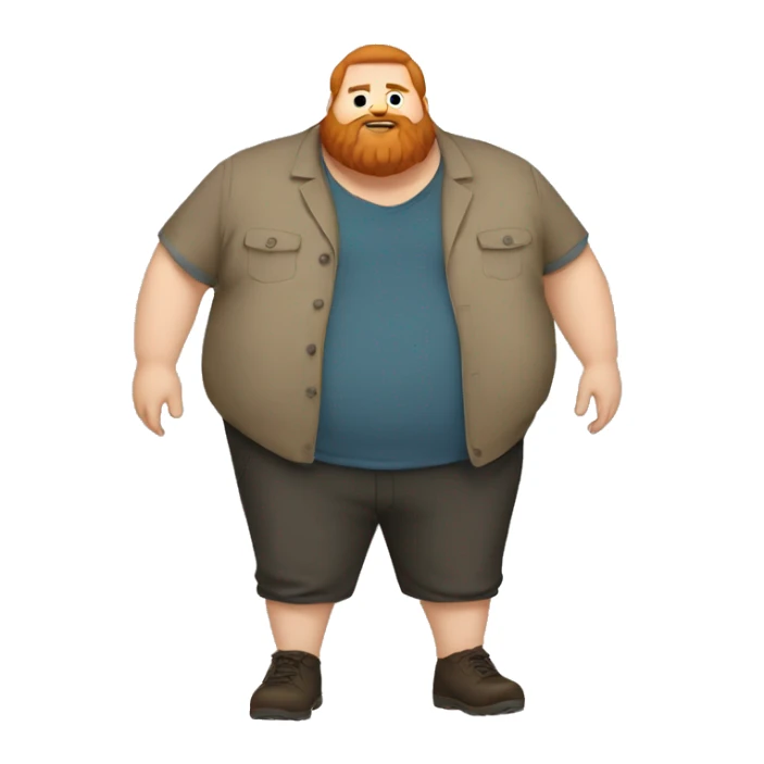 caseoh, man, very fat, 500lbs, red hair, long beard, full body sticker