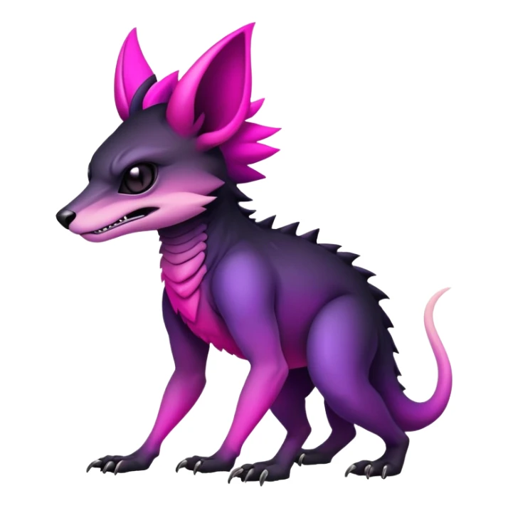 Cool Edgy Black-pink-purple-gradient badass vernid-animal-creature full bodyd sticker